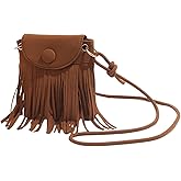 MakeMeChic Women's Faux Suede Crossbody Bag Flap Fringe Shoulder Handbag Small Phone Bags