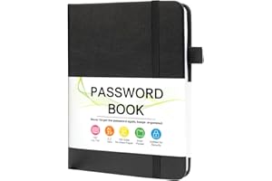 MOSA BEAR Password Keeper Book with Alphabetical Tabs，4.3"x5.7" Small Password Books for Seniors Password Notebook for Internet Website Address Log in Detail (Black)