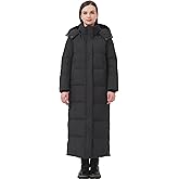 ANYIELIEMO Women's Extra Long Thickened Down Jacket with Thermal Lining,Full Length Winter Puffer Down Coat with Hem Slit