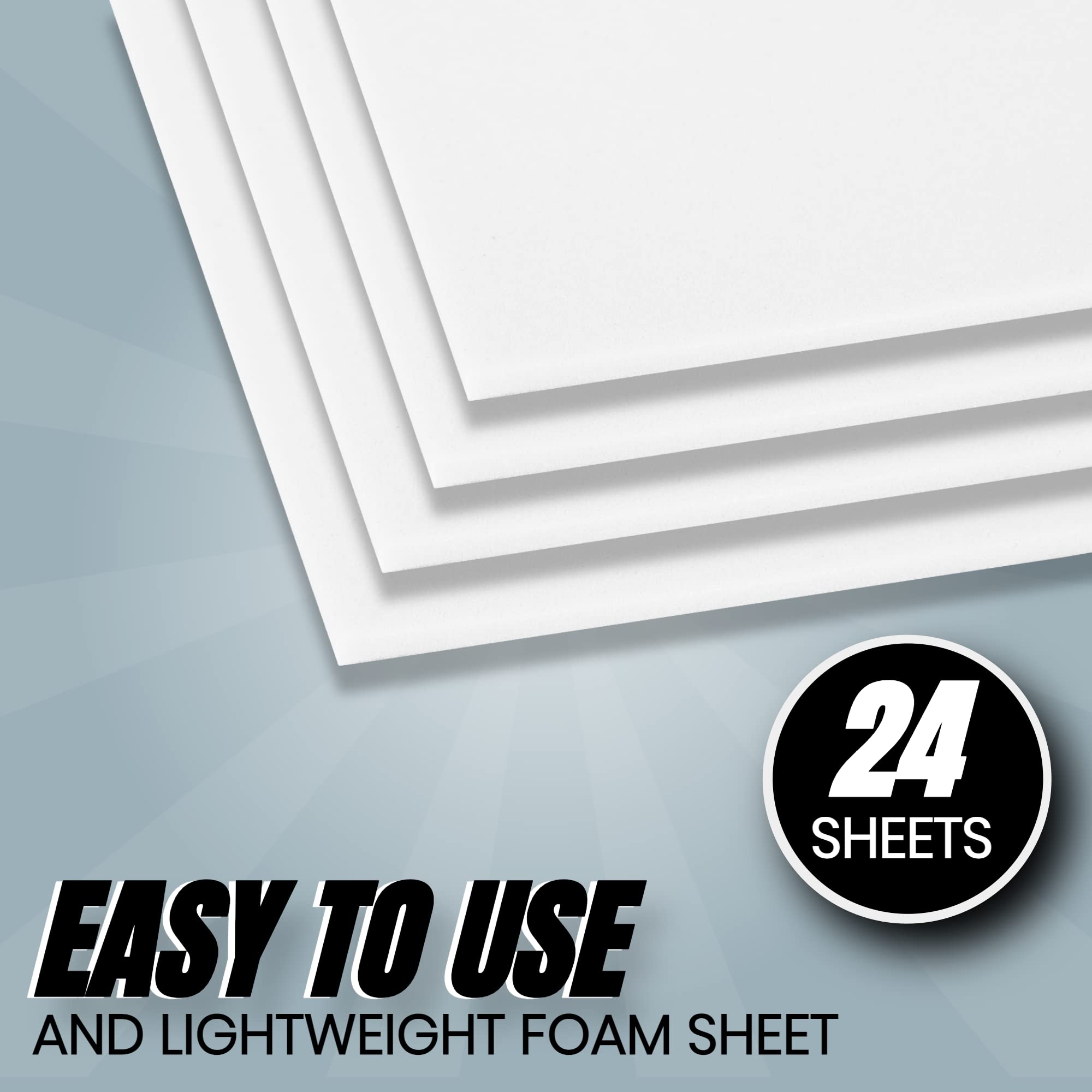 24 Ct Sheets White EVA Cosplay Foam in 9” x 12’’ Sheets; High Density Thick Foam 85 kg/m³, 2mm (1/12”); Great for Costumes, Props, Armor, Masks, Arts and Crafts Projects