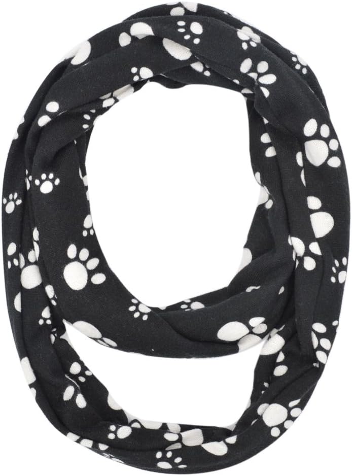 Premium Dog Paw Print Double Layer Infinity Loop Circle Scarf - Different Colors