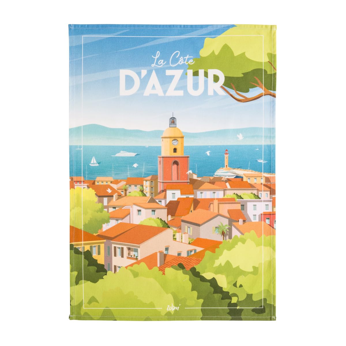 Coucke Printed Cotton Tea Towel, Wim Côte d'Azur, 50 x 75 cm