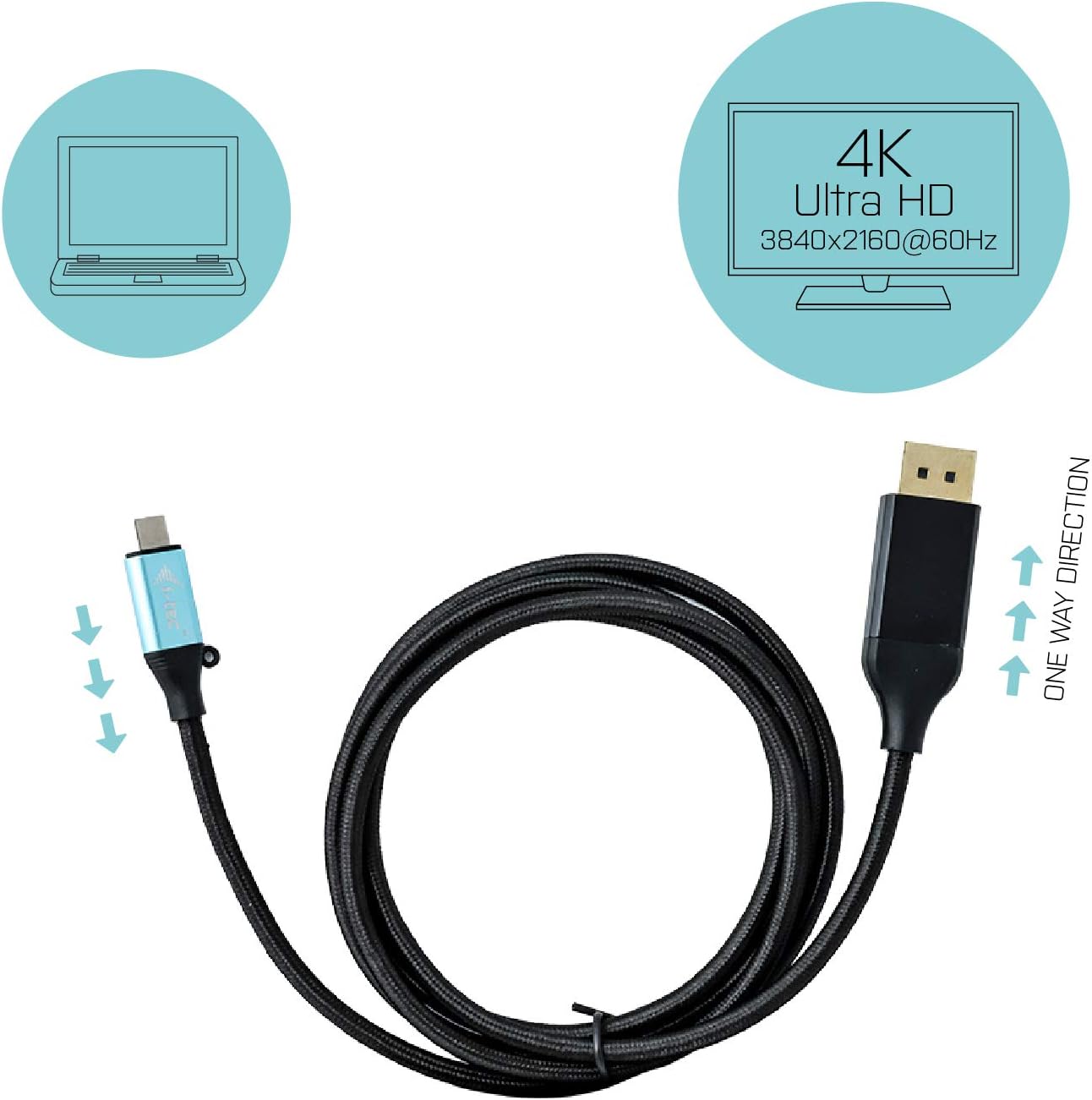 i-tec USB-C to DisplayPort 150cm Cable Video Adapter - 1x DisplayPort 4K/60Hz, for Windows MacOS, Linux, Android - Image 5