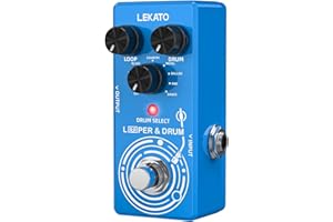 LEKATO Looper Guitar Pedal Drum Machine, 2 in 1 Drum Looper Pedal, 6 Min Loop Time, 8 Drum Grooves, Real Drum Samples with Tap Tempo, Unlimited Overdubs Undo/Redo, Support Import/Export