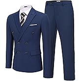COOFANDY Men's 2 Piece Double Breasted Suits Slim Fit Tuxedo Jacket and Dress Pants Set for Wedding Business Prom