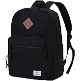 VX VONXURY School Backpack for Men Women,Lightweight Classic Basic Bookbag Simple Kids Black Backpack for College Travel