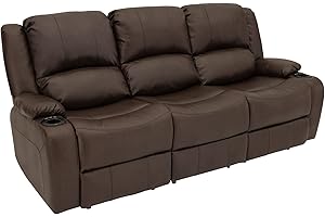 RecPro RV Recliner Charles 80" Powered Triple Wall Hugger | Drop Down Console | RV Furniture with Upgraded 2023 Fabric (Chestnut)