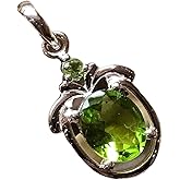 Natural Rocks by Kala Genuine 2.5ct Apple Green Peridot 925 Sterling Silver Designer Pendant 27mm
