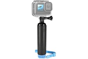 PPERFCOO Waterproof Floating Handle Grip, Action Camera Selfie Stick, Anti-Slip Floating Bobber Stick Floaty Handler Holder Mount with Lanyard for GoPro Hero 11 10 9 8 7 6 5 4 3 and Other Action Cameras