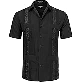 Allsense Men's Short-Sleeve Button-Down Cuban Guayabera Shirt