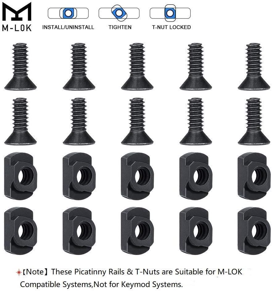 5Packs Polymer M-Lok Picatinny Rail, 5-Slot 7-Slot 9-Slot 11-Slot 13-Slot Lightweight Rail Section Accessories with 10 T-Nuts, 10 Screws and 1 Pcs Wrench (Black) : Sports & Outdoors