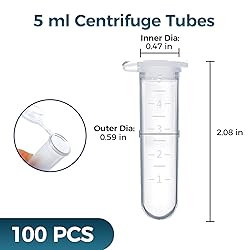 100Pcs 5ml Centrifuge Tubes with Snap Cap, Small