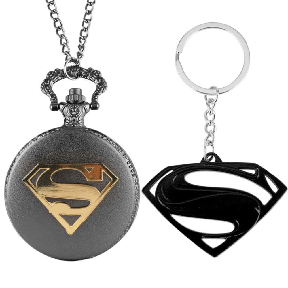 GGOII Pocket Watch Fashion Marvel Style Quartz Pocket Watch with Exquisite Key Ring Accessory Necklace Pendant Chain Watches Steampunk Clock Unisex