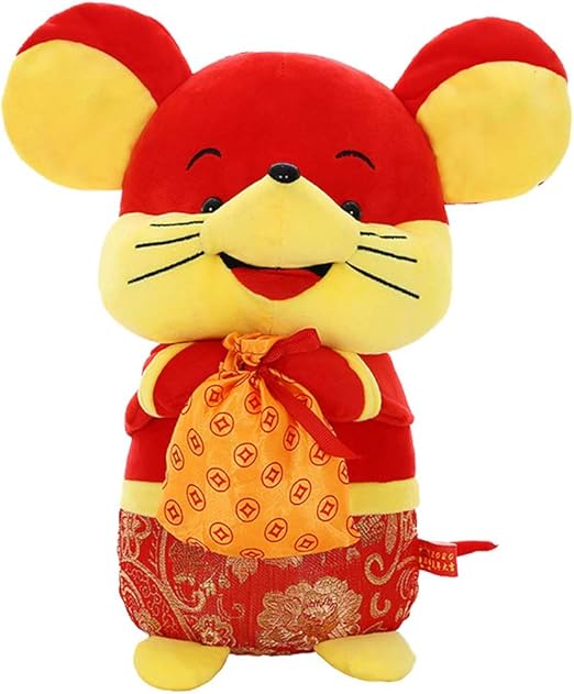BAIWANMRLJF Cute Rat Plush Toy in Tang Suit, Red Mascot Soft Doll