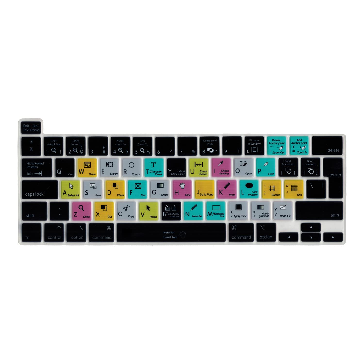 MiNGFi Silicone InDesign shortcuts Keyboard Cover for MacBook Pro 13" M1/M2 A2338 (2020–2023), A2289 (2020), A2251 (2020–2021), Pro 16" A2141 (2019–2021) EU/ISO Layout