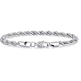 VEXXS Rope Chain Bracelet for Men, 18K Real Gold Plated Men's Rope Link Bracelet, Durable No Color Fading Cuban Link Bracelet 5mm Men’s Gold Bracelet