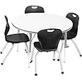 Chair and Table Set for Schools - Round Table About 36" Diameter - Height Adjustable Legs -Spray Edges - and Four Luxurious Classroom Chairs - for Commercial Spaces