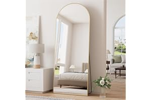TinyTimes 70''x26'' Full Length Mirror, Large Arched Floor Mirror with Stand, Oversized Wall Mirror, Full Body Mirrors Standing Leaning for Living Room, Bedroom (Gold)