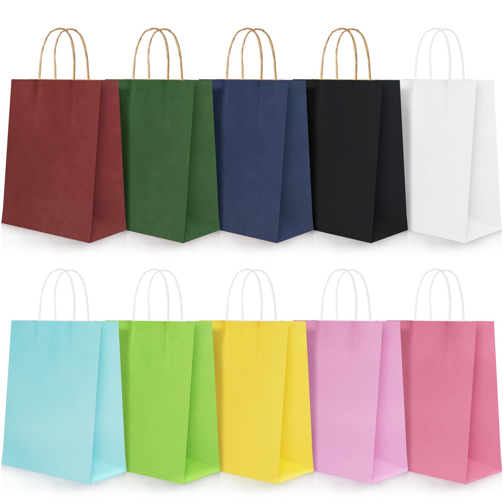 20 Pcs Paper Party Bags with Twist Handles, 120 GSM Kraft Large Gift Bags Colourful Paper Gift Bags for Kids Adults Party Favor Birthdays Sweet Christmas Baby Showers Weddings Retail (27x21x11cm)