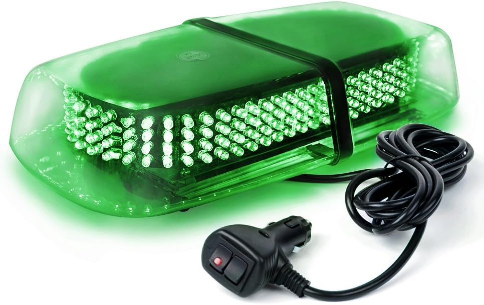 Xprite 240 LED Green Roof Top LED Emergency Strobe Lights Mini Bar for Cars Trucks Snow Plow Vehicles Warning Caution Lights w/Magnetic Base