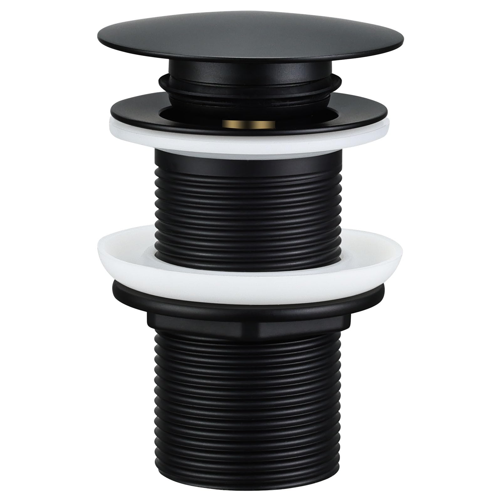 Peppermint Bathroom Sink Waste Unslotted Pop Up Basin Waste, Modern Black Click Clack Waste Sink Plug Drain without Overflow for Bathroom Basin, Vessel Sinks (Unslotted, Black)