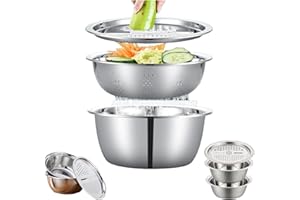 Germany Multifunctional Stainless Steel Basin, 3 in 1 Multifunctional Stainless Steel Basin Strainer Set, 2026 New Shredding 