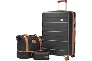 imiomo 28 IN Large Luggage, Suitcase with Spinner Wheels, Hardside 3PCS Set Lightweight Rolling Travel Luggage with TSA Lock(28"/Black)