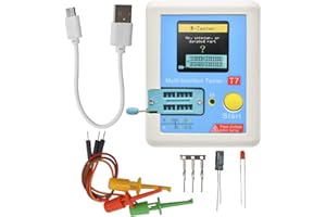 LCR-T7 LCR Meter Transistor Tester, Aideepen Multi-Function ESR Tester Transistor Meter Full Color Display with Auto Shut Off for LCR ESR NPN PNP Diode Triode Capacitor Resistor Transistor