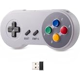 KIWITATA Retro SNES USB Controller, 2.4G Rechargeable Wireless SNES Remote Emulator Gamepad Controller for Windows 11/XP/8/7 MAC RetroPie
