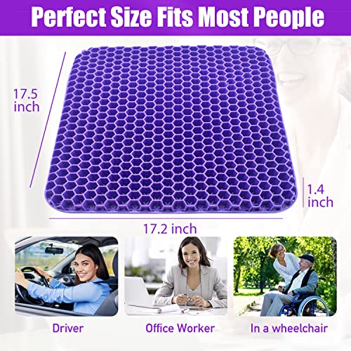 Extra Large Gel Seat Cushion for Long Sitting Double Thick Gel Seat Cushion with Cover Gel Seat Cushion for Pressure Sores Breathable Honeycomb Cushion for Office Chair Wheelchair to Relief Sciatica