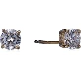 Amazon Essentials Yellow Gold Plated, Platinum or Rose Gold Plated Sterling Silver Infinite Elements Cubic Zirconia Stud Earrings | White, Blue, Green, or Pink Cubic Zirconia