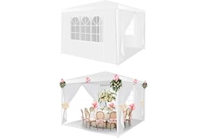 HOTEEL Canopy Tent 10x10 with Removable Sidewalls, White Tents for Parties Waterproof & UV Protection for Gazebo Shelter Carpas Wedding Events BBQ Upgrade 2.0