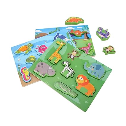 KIDS TOYLAND Wood Puzzles Sets Toddlers Sea World - Pre-Kindergarten Toys Suitable Age 3 Years up (3 Different Puzzles)