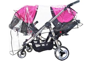 GALAOMA Weather Shield Double Stroller Rain Cover Twin Tandem Universal Size Baby Toddler Wind Shield Deal Popular Accessories Waterproof Windproof Travel Insect Protector (QH)