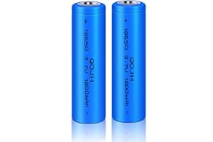 QOJH 2 Pack 3.7V 18650 Rechargeable Battery Button Top Lithium High Capacity 1800mAh for Doorbells, Flashlight, Headlamps and More (Blue)