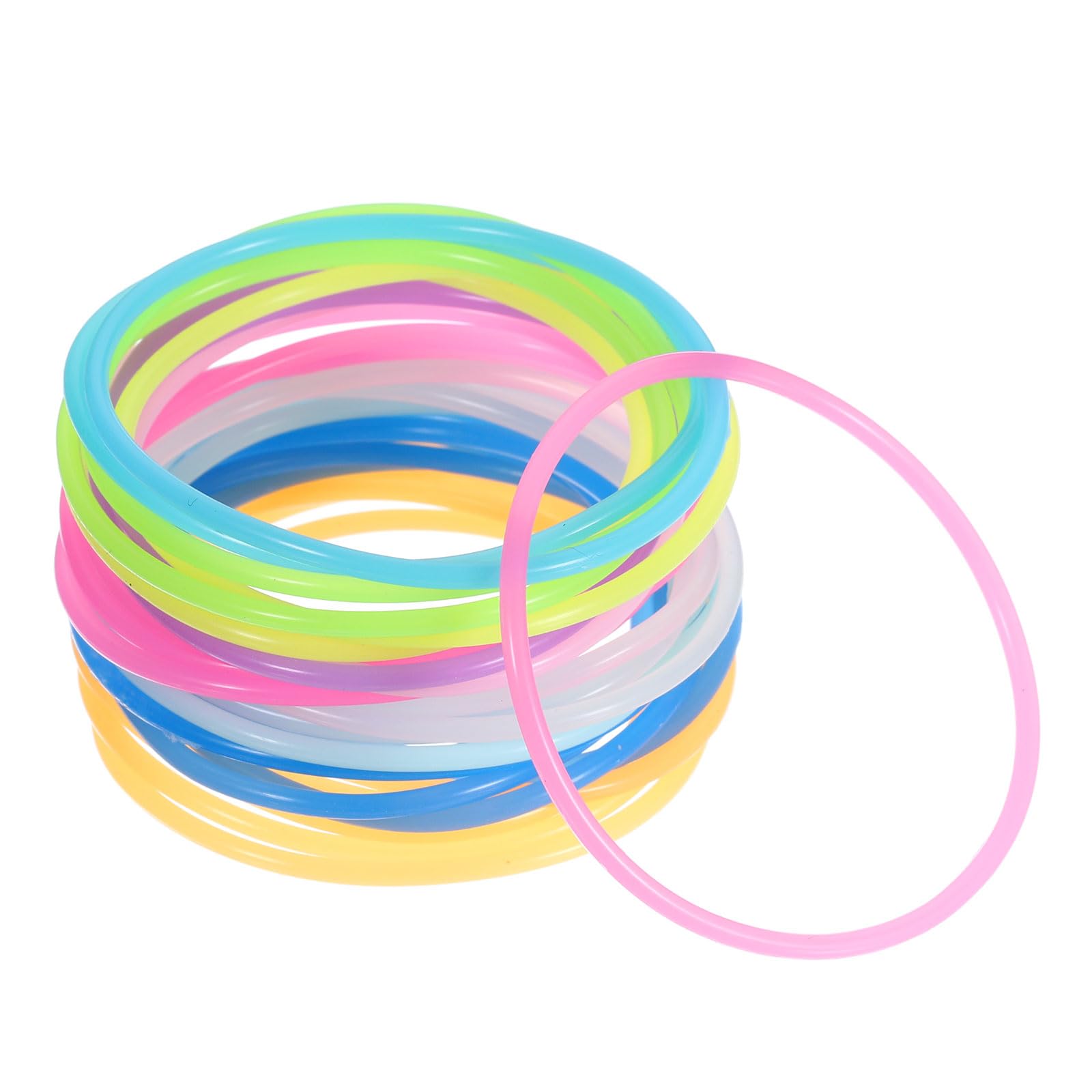 PATIKIL Silicone Jelly Bracelets, 100 Pack Rainbow Glow Rubber Bracelets 80s Neon Stretchy Wristband for Party Favor Adults Teen Sports Team Games, 10 Color