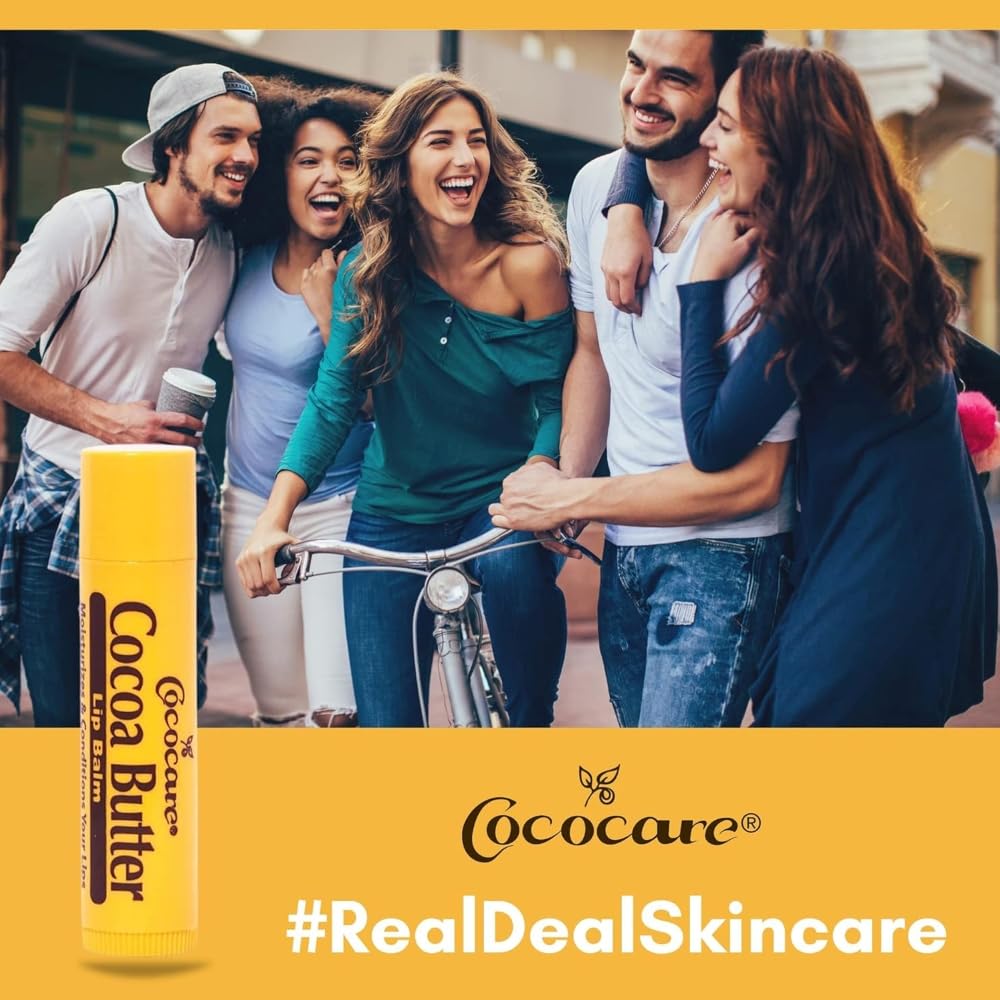 Cococare Cocoa Butter Lip Balm - The Little Yellow Stick Enriched with Natural Cocoa Butter - Conditions & Protects Lips with Hydrating Formula - 0.15oz (Pack of 5)