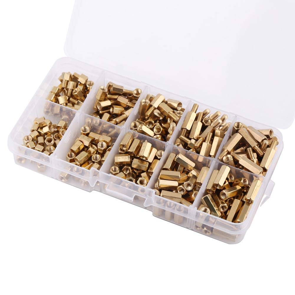 Akozon Standoffs 300pcs M3 Brass Standoffs Hex Male-Female & Female-Female Different Sizes Stand-Off DIY Set for Motherboard