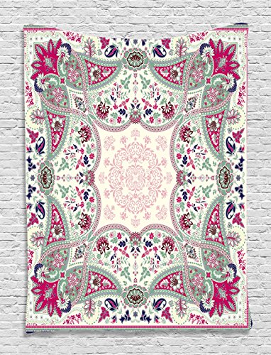 Paisley Wall Decor Tapestry by Ambesonne, Damask Floral