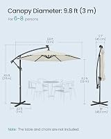 SONGMICS Cantilever 3m Garden Parasol with Base Beige LED Lights UPF 50+ view 6