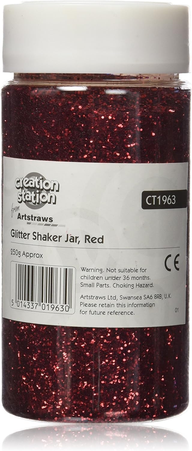 Creation Station 250 g Glitter Shaker Jar, Red