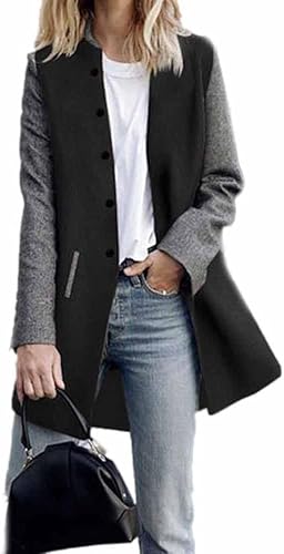 Download Toamen Cardigan Veste Femmes Long manteau Coutures de couleur contrastée Manche longue Décontractée poids léger (S, Noir) PDF