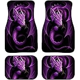 KEIAHUAN Purple Dragon Car Floor Mats for Women Men Gift Full Set of Front & Rear Anti-Slip Foot Mat All Weather Universal Fit for Auto Cars Sedan SUV Automotive Interior