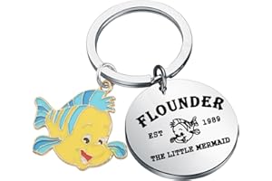 KUIYAI Mermaid Movie Merchandise Gift Flounder Lovers Keychain WDW Trip Gift Princess Ariel Gift Cartoon Character Gift