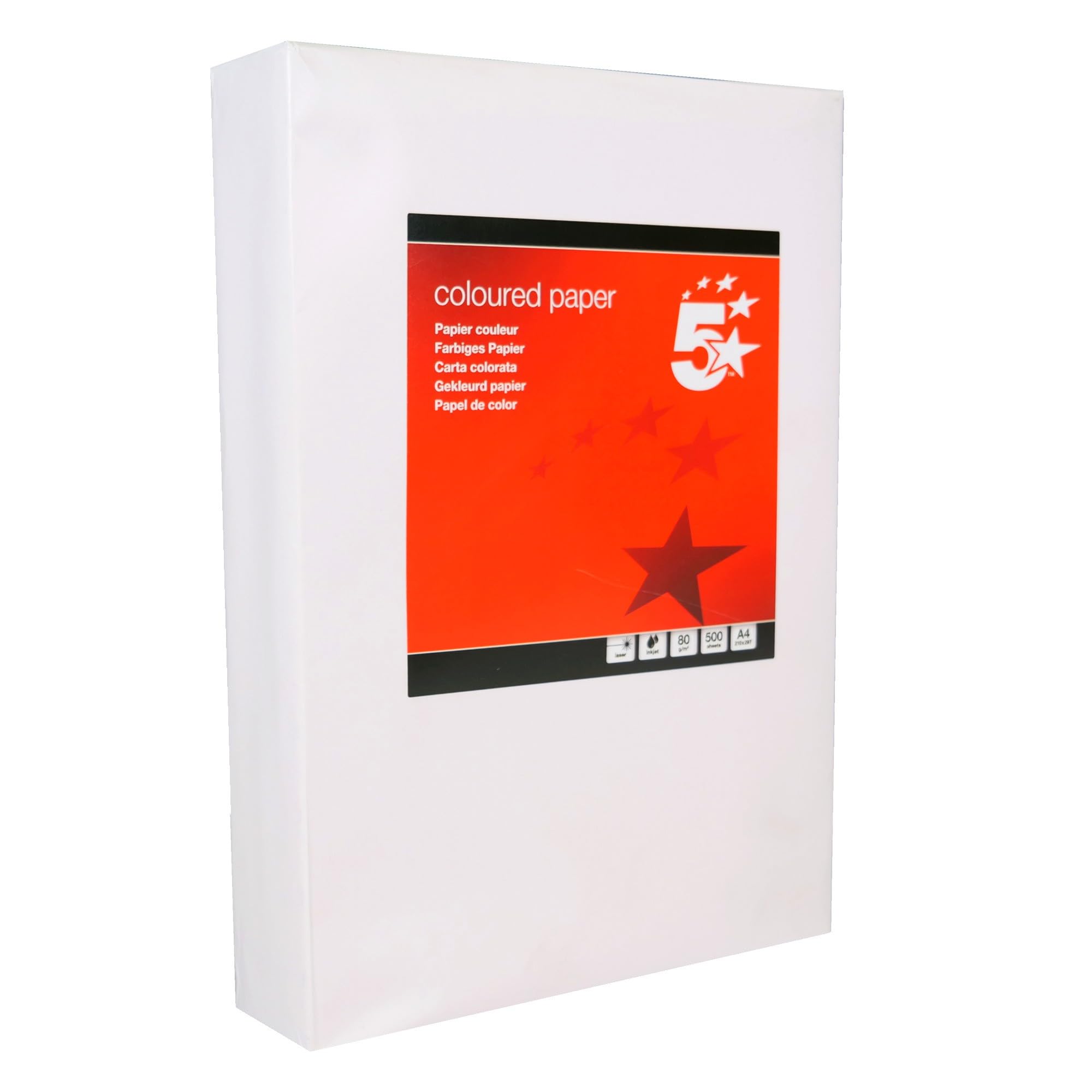 5 Star Office Coloured Copier Paper Multifunctional Ream-Wrapped 80gsm A4 Light Pink [500 Sheets]