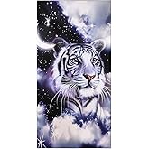 OHTMTHO Oversized Beach Towel Quick Dry Sand Free Lightweight Microfiber Beach Towels for Swim Pool Camping Travel, Bengal White Tiger, 36"x72"