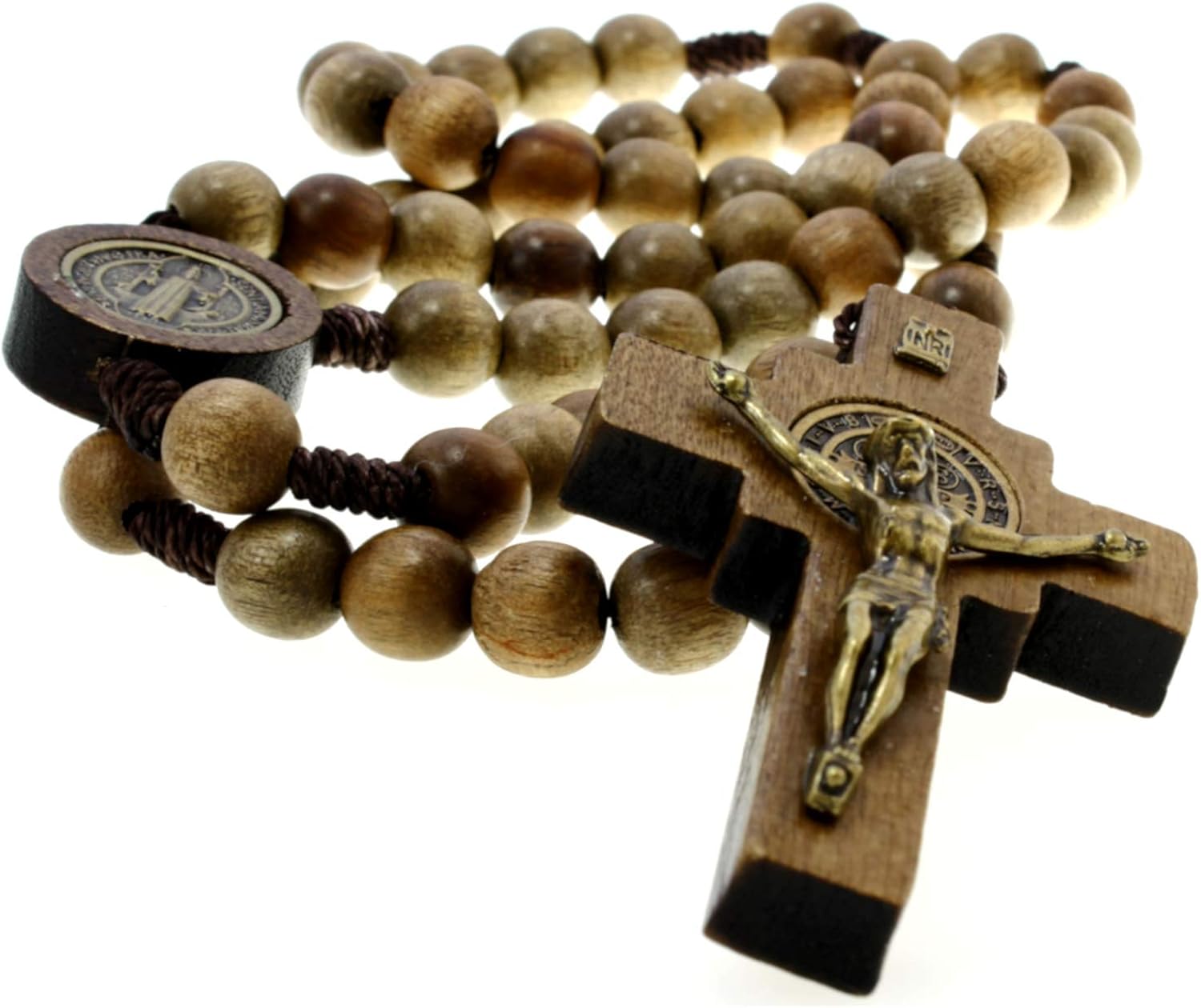 Alexander Castle Our Father Solid Wooden Rosary Beads Catholic (Handmade, Brazilian Walnut) with St Benedict Junction - Image 3