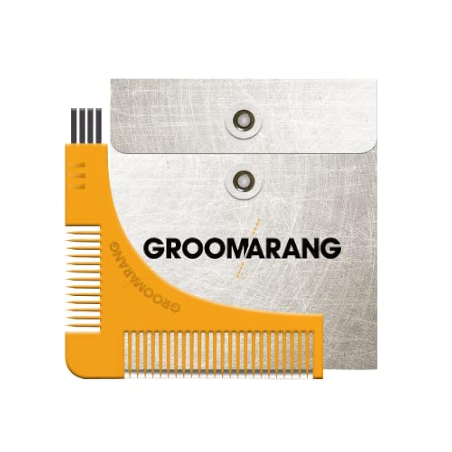 Beard Shaper GROOMARANG Beard Shaping Tool for Neckline, Cheek Line & Jaw Line - Features Beard Stencil, Double Ended Beard Comb & Brush End