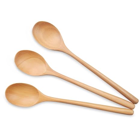 Cuchara mezcladora de cocina de madera Garcoo Premium, Samak Wood, juego de 3,