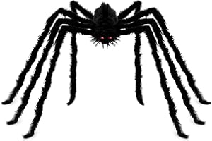 Angelhood Halloween Decorations Giant Spider 6.6ft,Realistic Large Hairy Spider Scary Furry Spider Props for Indoor Outdoor Yard Party Halloween Decor
